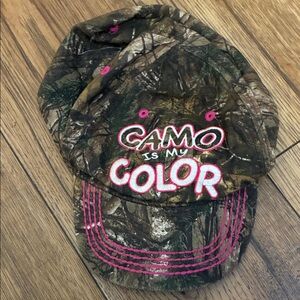 Camo Baseball Cap with Pink Accents